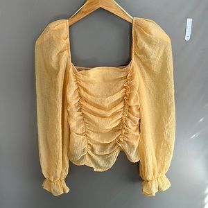 ASTR Yellow Puff Sleeve Top
